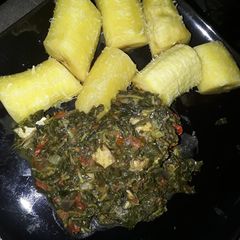 Boiled plantain and veggie A picture of Boiled plantain and veggie.