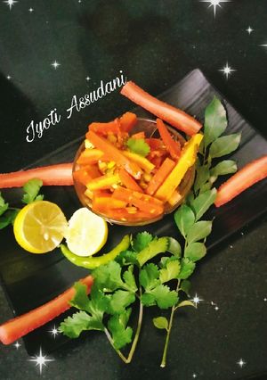 A picture of Carrot pickle or gajar ki achaar.