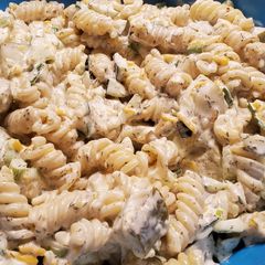 A picture of Dill Pickle Pasta Salad.