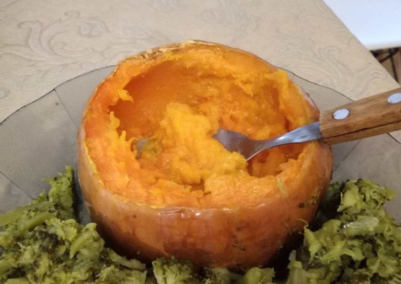 Puré exprés delicioso de calabaza en microondas