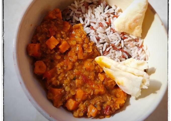 Dahl de lentilles corail à la patate douce