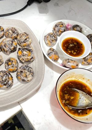 Hình của món Bánh tráng lụi+Mắm me.