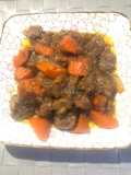 Braised beef ribs with onion and carrot