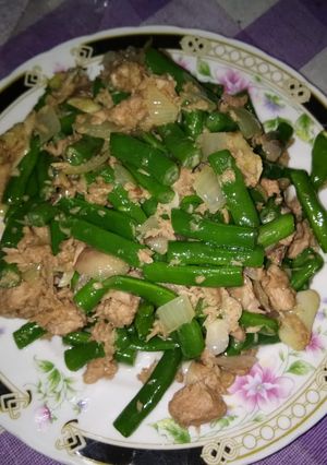 Foto resep Tumis buncis dengan ikan tuna kalengan