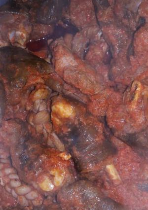 A picture of Peppered goat meat.