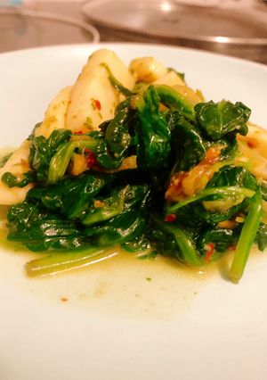 A picture of Sauté Spinach and Calamari.