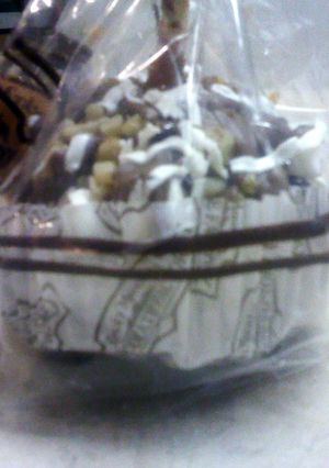 A picture of rocky road candy apple.
