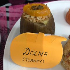 A picture of Dolma brinjal with rice stuffing.