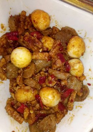 Foto resep Balado tempe+telor+baso