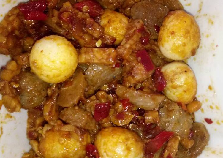 Balado tempe+telor+baso