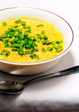 A picture of Cream of Pumpkin Soup.