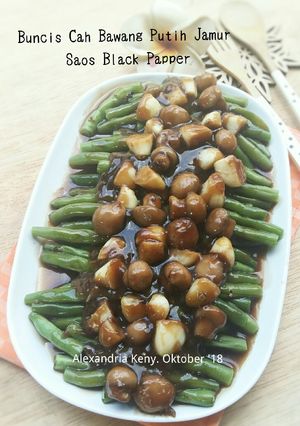 Foto resep Buncis Jamur Cah Bawang Putih Saos Black Papper