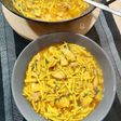 Cazuela de fideos con pota y calçots