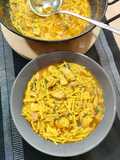 Cazuela de fideos con pota y calçots