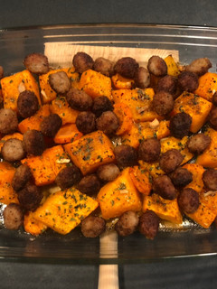 Una foto de Calabaza al horno con albondiguillas