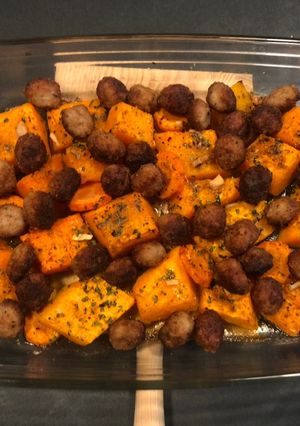Una foto de Calabaza al horno con albondiguillas
