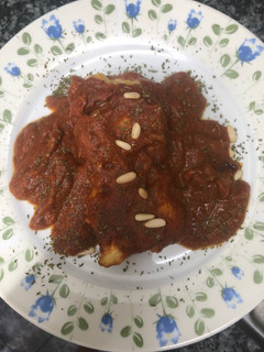 Una foto de 418. Bacalao con salsa de tomate casera (principal pescado)
