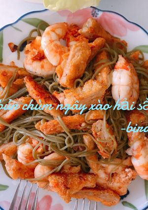 Hình của món Bún chùm ngây xào hải sản ❤️.