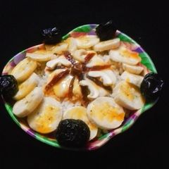 Poha with mixed fruit fusion raita A picture of Poha with mixed fruit fusion raita.