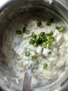A picture of Curd cucumber Raita.