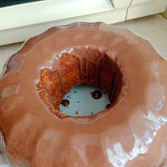 Marble cake with chocolate icing A picture of Marble cake with chocolate icing.