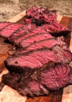 A picture of Reverse seared boneless ribeye.
