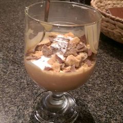 A picture of White chocolate and salted caramel mousse.