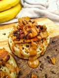Sourdough Crumpets With Caramalised Banana, Walnuts & Biscoff