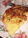 Cheese and hard salami omelette