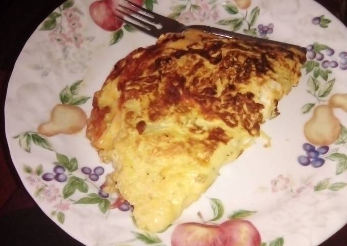 Cheese and hard salami omelette