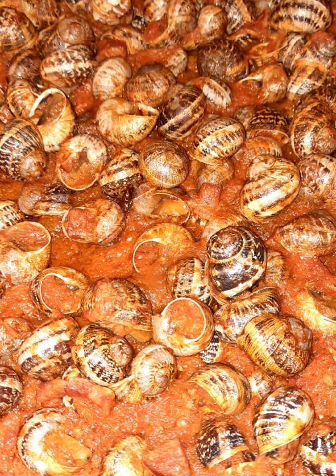 Una foto de Caracoles salsa picantita