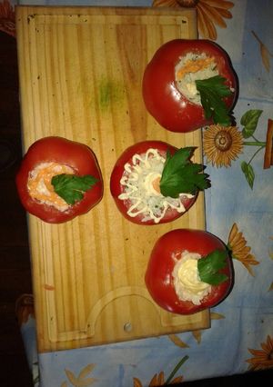 Una foto de Tomates rellenos con arroz blanco