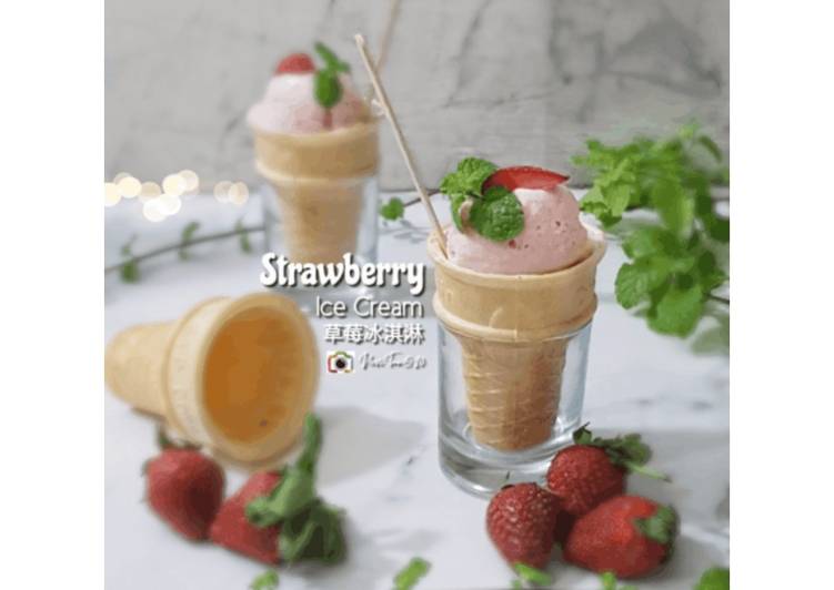 Cara Memasak 261. Es Krim Stroberi | Strawberry Ice Cream | 草莓冰淇淋 yang Renyah!