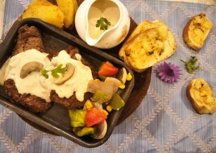 Recipe of Any-night-of-the-week Beef Steak with Creamy Mushroom Sauce