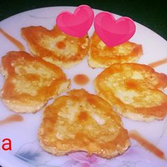 Tiny hearts dipped in egg A picture of Tiny hearts dipped in egg.