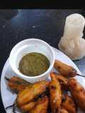 Hari mirch pakora with potato stuffing