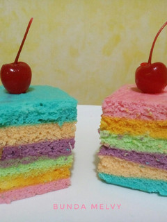 Foto resep Rainbow Cake Kukus 2 Telur