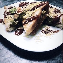 Toast salad sandwich with a twist A picture of Toast salad sandwich with a twist.