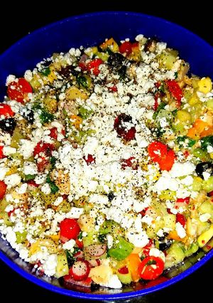 A picture of Mike's Armenian Cucumber Feta Salad.