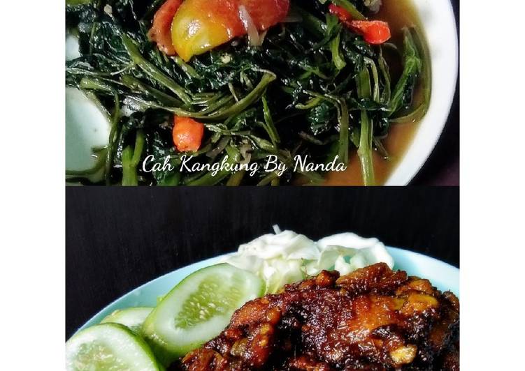 Cah Kangkung dan Ayam Bakar