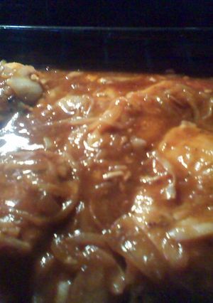 A picture of oven baked bbq chicken breast.
