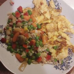 Veggies in butter with cheese omelette A picture of Veggies in butter with cheese omelette.