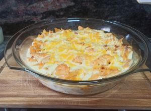 Foto principal de Macarrones con salchichas y bechamel ligera Thermomix