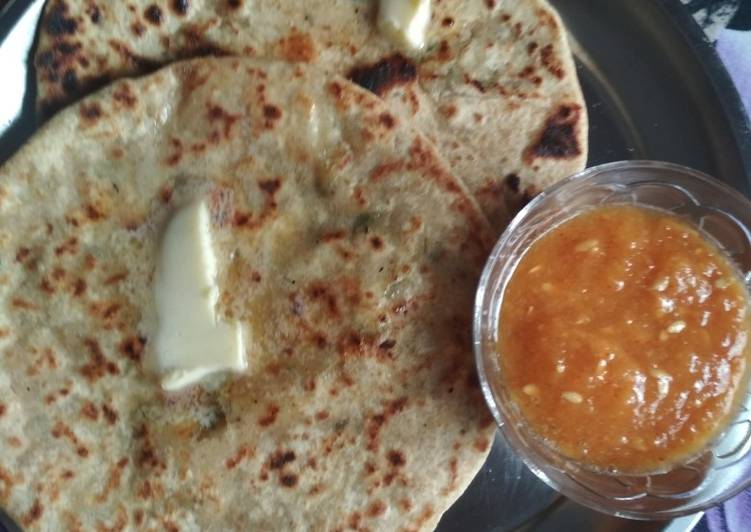 Easiest Way to Make Favorite Aloo ka parontha with kachari ki chutney&amp; butter