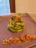 Linguine con pesto di zucchine e pancetta