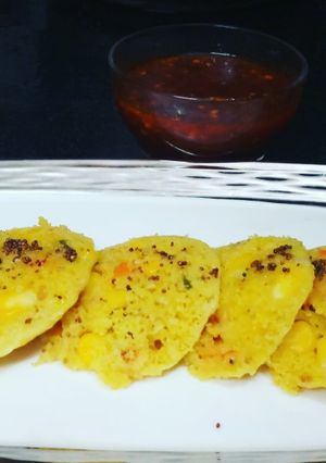 A picture of Corn Oats Idli.