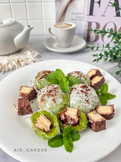 Foto resep Mochi wafer karamel matcha (tnpa tepung ketan _dalam gram)