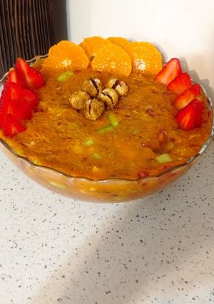 عکسی از دستور دسر پوره میوه ای عالی 🍓🍒🍎🍉🍑🍊🥭🍍🍌🍋🍈🍏🍐🥝🍇🥥🥕🥒