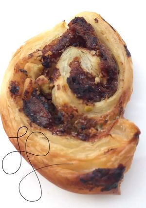 A picture of Medjool Dates With Blue Cheese Roll Puff Pastry Pinwheel.