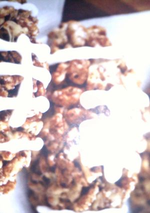 A picture of krispie treats for game day.